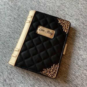 Aldo Black & Gold Love Story Book Clutch Purse